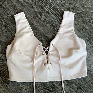 Fashion Nova Tie Front Lace Up Crop Top